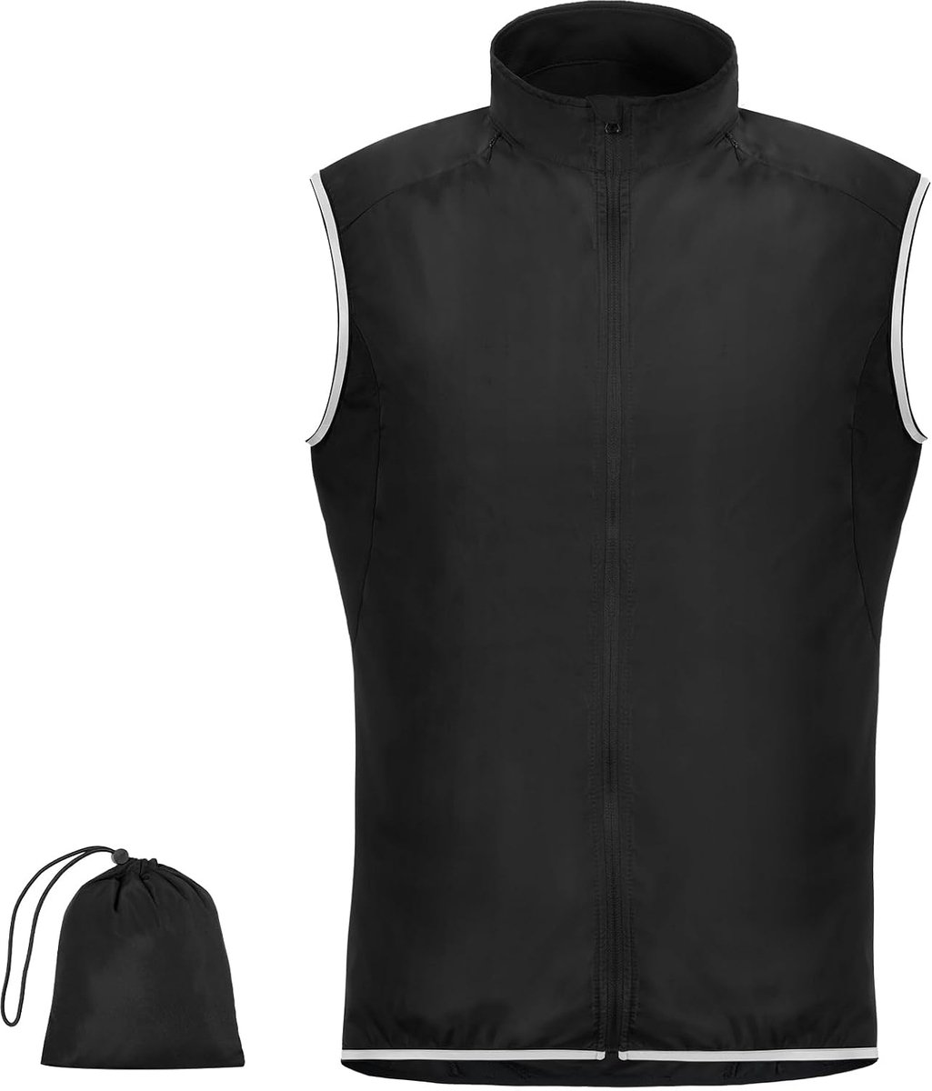 Fietsvest, Reflecterend Fietsvest, Waterdicht Winddicht Hardloopvest, Ademend Mouwloos Jasje voor Dagelijks Fietsen, Maat L