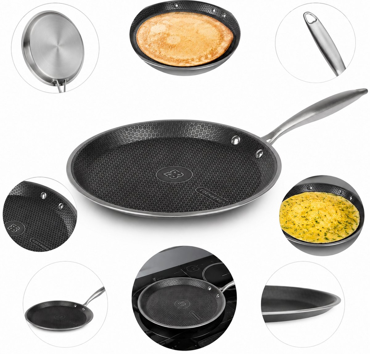 Koekenpan Pannenkoeken & Eieren - Anti-aanbak Honingraat - 22cm