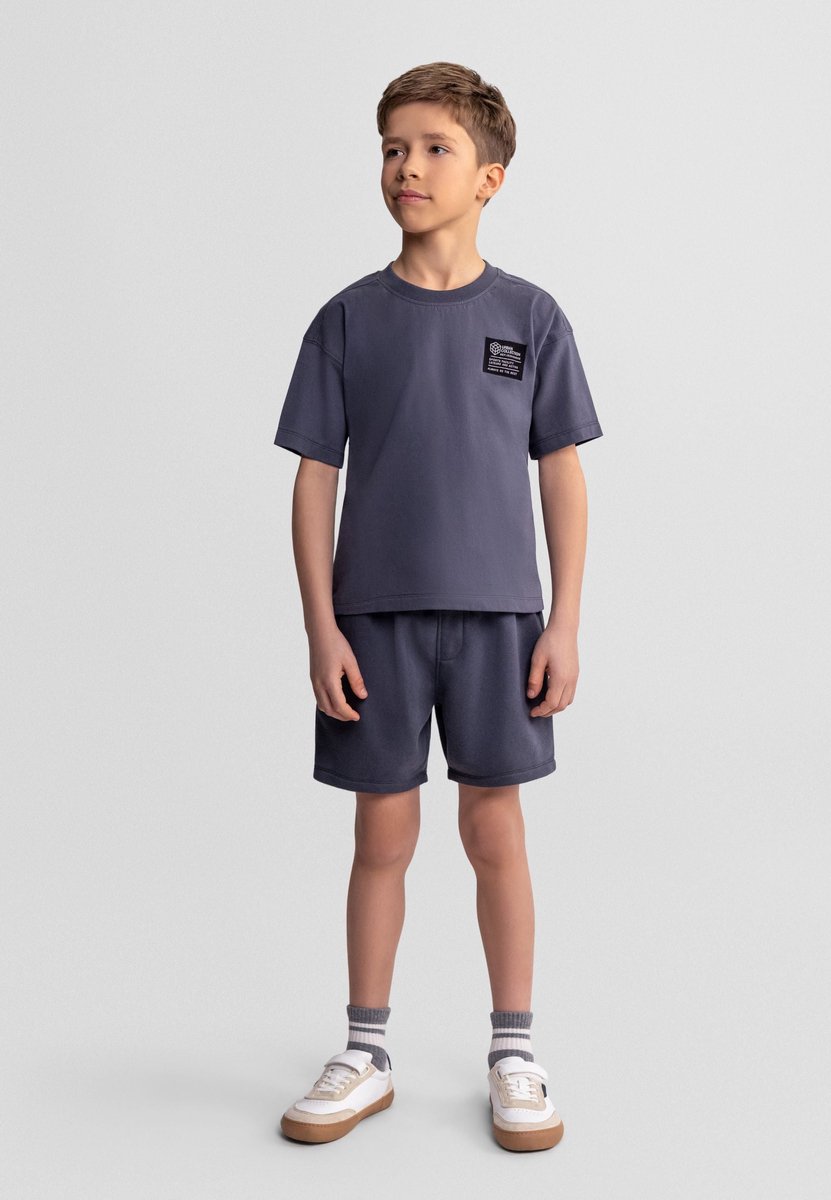 Minoti kleding set jongens t-shirt en short - 100% katoen - grijs
