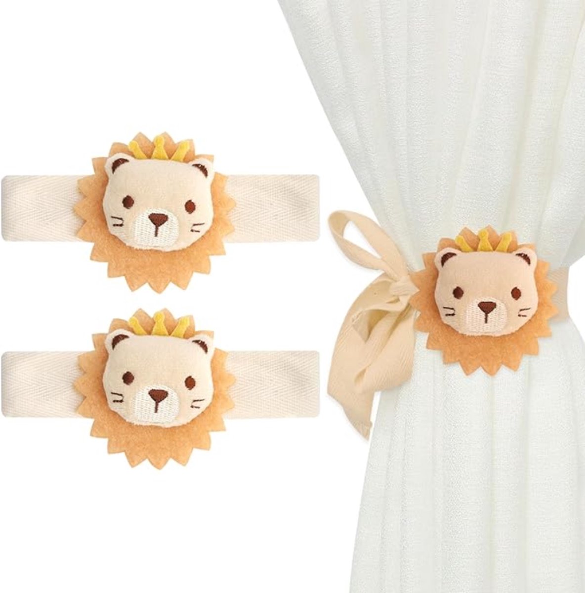 Gordijnbinders (set van 2) - Gouden Leeuw Design - Gordijnbinders - Geschikt voor decoratie in huis en kinderkamer