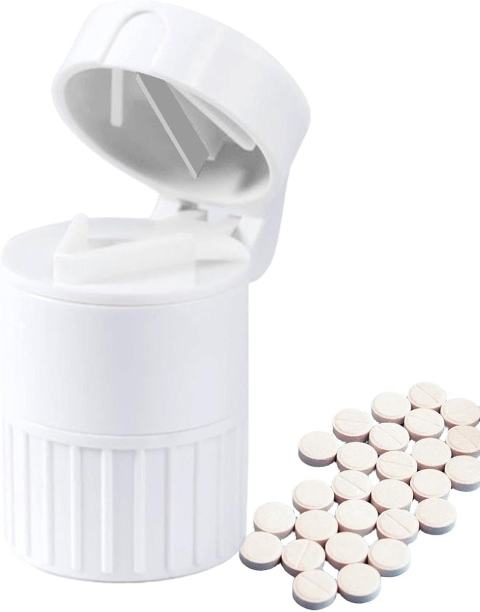 Tablettenmolen - Draagbare tablettenmolen | Compacte tablettenmolen | 4-in-1 spraytablettenmolen Geschikt voor drinkbeker | Handige molen Geschikt voor medicijnen en supplementen, 2 stuks (wit)