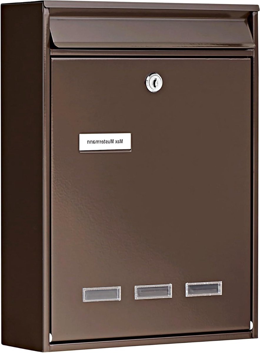 Brievenbus - Postbus Wandmontage - Post Ontvangen - DIN A4 Geschikt - 34x25.5x8.5 cm - Bruin