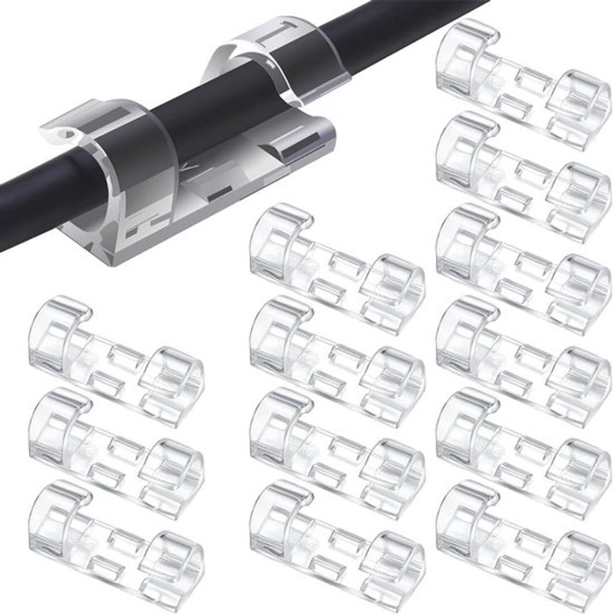 Grote kabelclips, zelfklevende kabelbinders, kabelklemmen - Set van 40 - Kabelbeheer, kabelhouder - Zelfklevende pads - Voor wand, auto, thuis - Organiseren en beheren van kabels