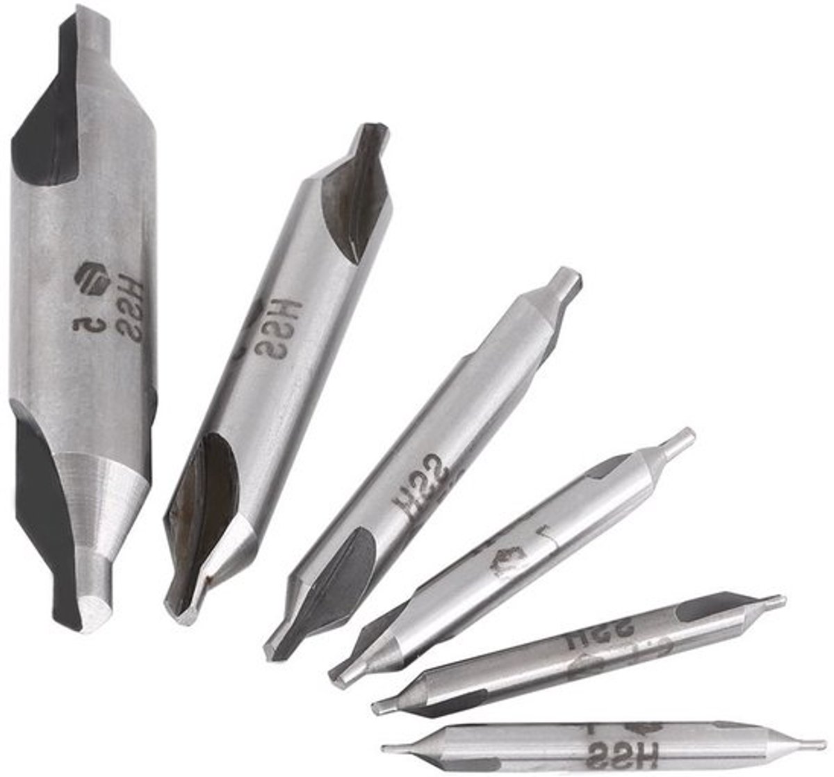 Centrerend Boor Set van 6 Stuks, HSS, Met Twee Einden, 60 Graden, Diverse Maten van 1 tot 5 mm, Precisie en Duurzaamheid