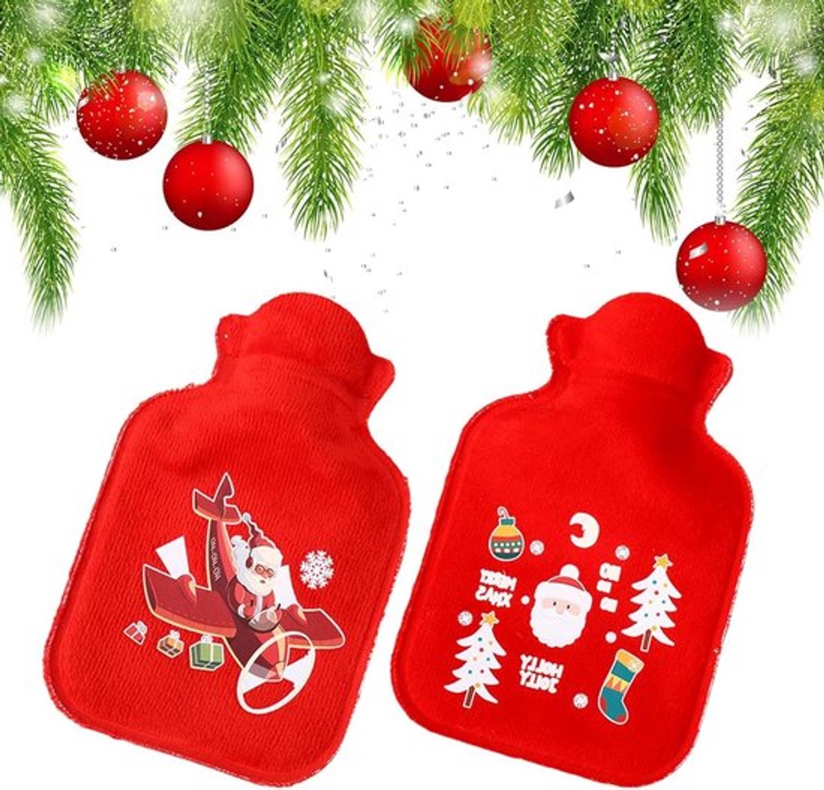Warmwaterkruik met hoes - Set van 2 - PVC - Mini warmwaterkruik voor pijnverlichting - Ideaal als kerstcadeau - Ontspanningsmoment voor wellness en comfort.