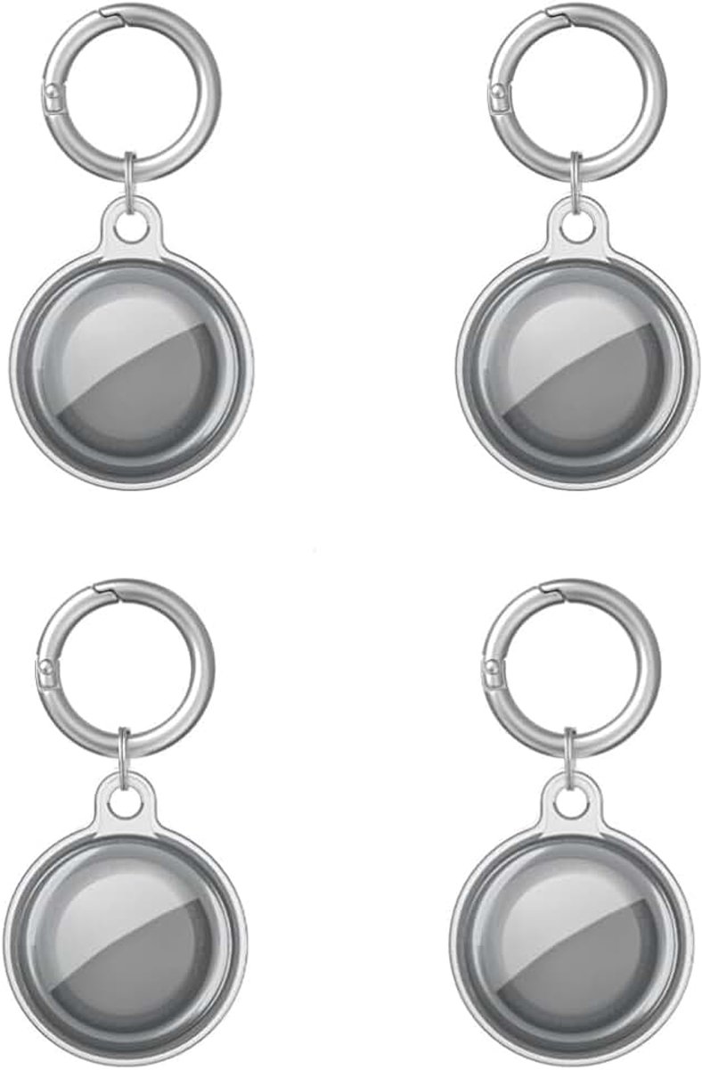 4 stuks hoezen voor Apple AirTag, schokbestendige en krasbestendige beschermhoes, waterdichte hoes met anti-verloren sleutelhanger voor AirTag (zwart)