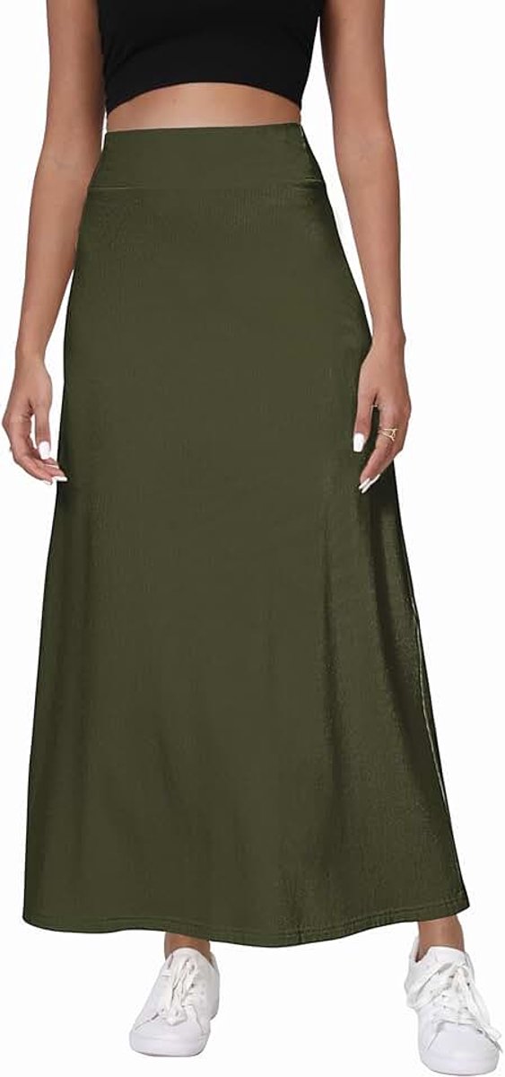 Comfort Verdikking A Lijn Hoge Taille Maxi Rok Elastisch Taille Breien Lange Rokken