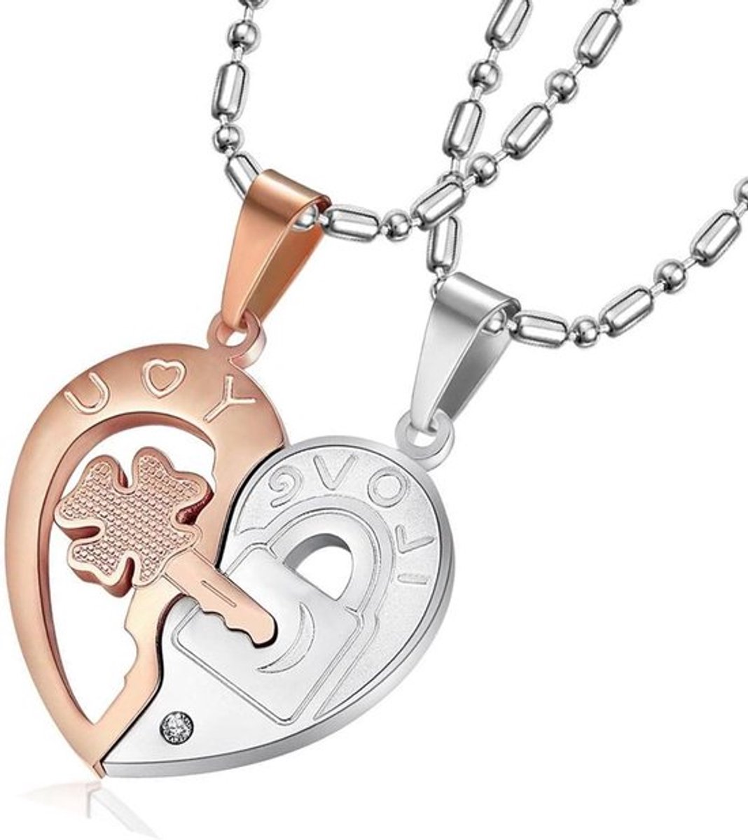 Puzzelset halskettingen met hartjes - Tweelingen liefdesketting - Romantisch cadeau voor koppels - Vriend vriendin - Deelbare hartketting - Cadeau voor hem - Cadeau voor haar