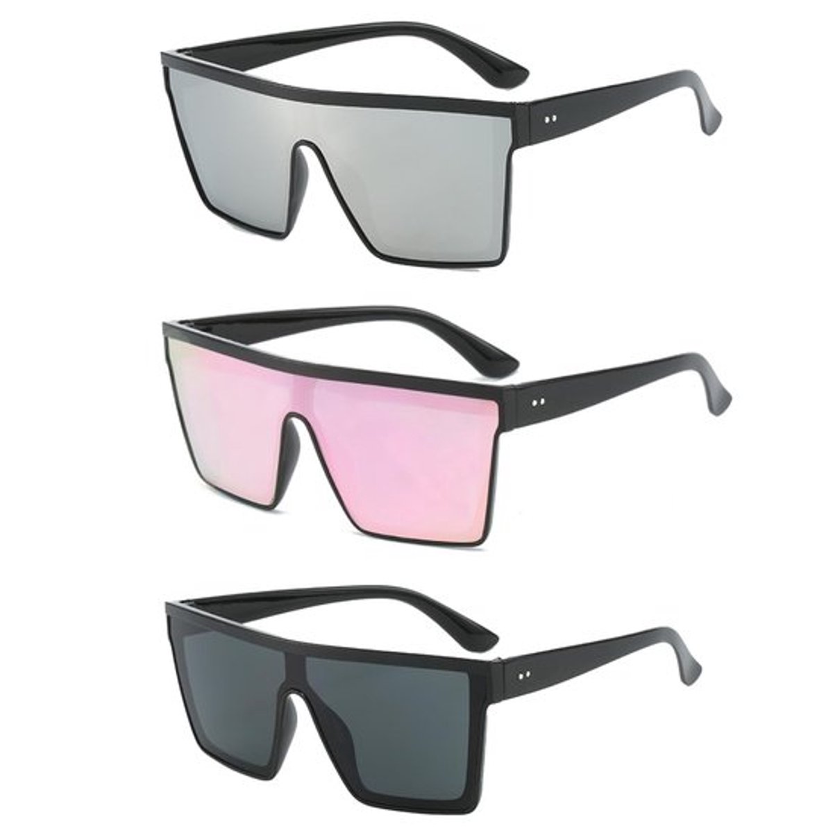 Zonnebril Oversized - UV400 Bescherming - Trendy Vierkante Zonnebril - Comfortabele Neuspads - Lichtgewicht - Geschikt voor Buitenactiviteiten - Zonnebrillen