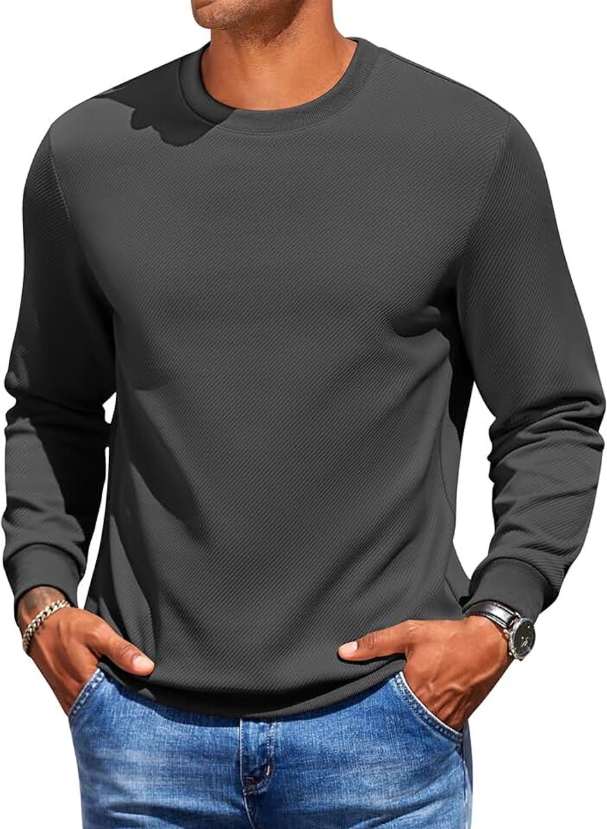 Heren Sweatshirt Met Ronde Hals Casual Pullover Crewneck Sweatshirt Zonder Capuchon Shirt Met Lange Mouwen Basic Sweatshirts Voor Mannen | Pullover, ronde hals, ronde hals, sweatshirts voor heren, basic, vrije tijd