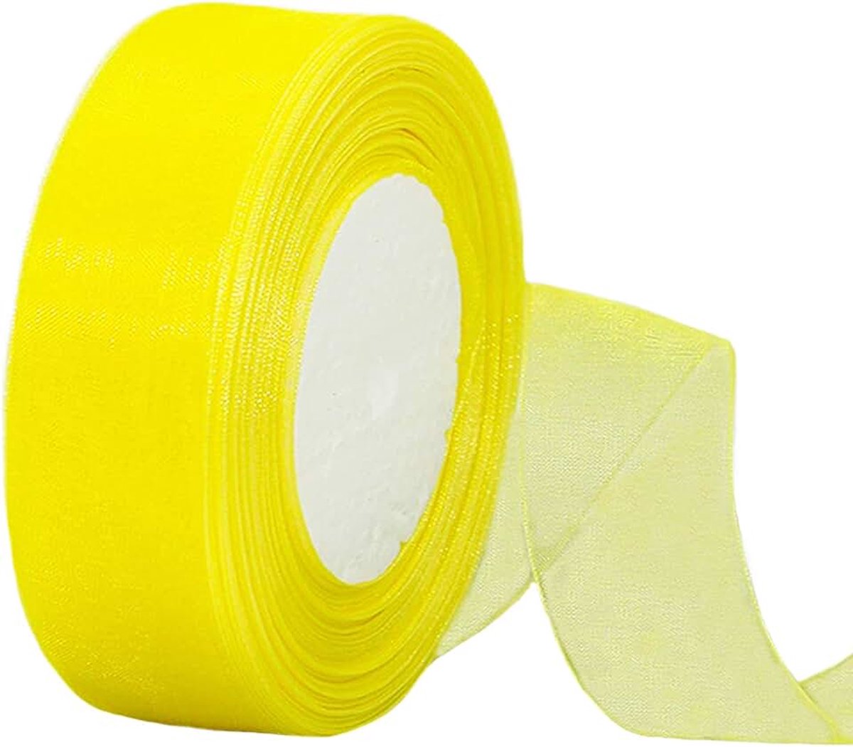 Chiffon lint met citroengeel, 38 mm voor cadeauverpakking, 45 m helder, chiffon haarlint voor verjaardagen, bruiloften, Kerstmis, knutselen, kransstrikken