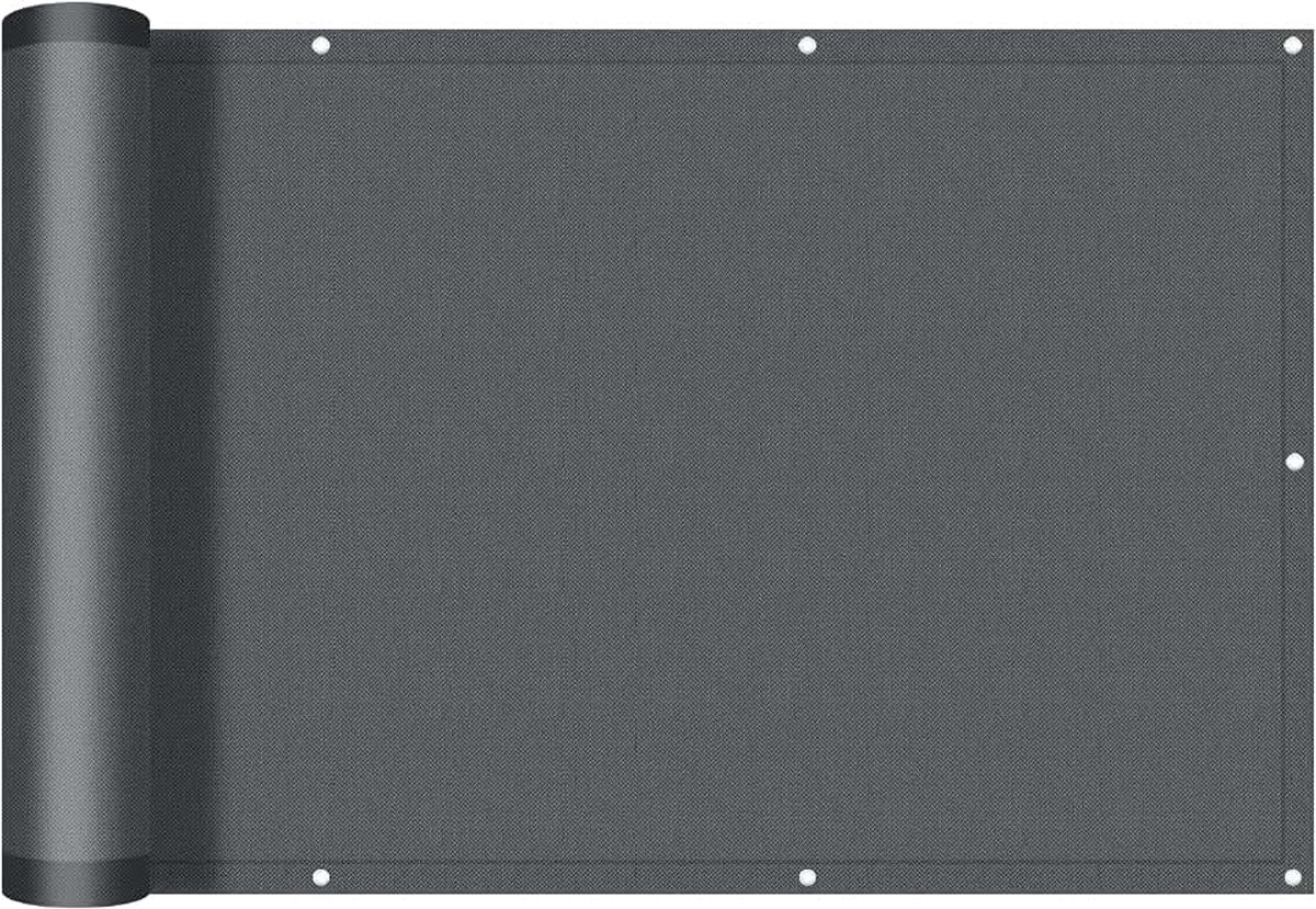 Balkonscherm 100x600cm Waterdicht Balkonafdekking Inkijkbescherming Ondoorzichtig Balkonomranding Met Oogjes Windscherm UV-bescherming Voor Balkon Tuin Terras,Antraciet