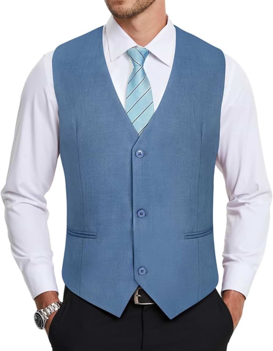 Herenvesten formele klassieke V-hals effen kleur vesten voor mannen bruiloft feest zakelijke katoenen pak vest met zakken XS-4XL