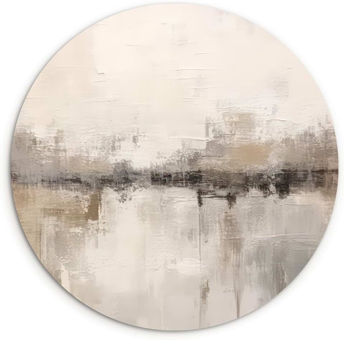 Wandcirkel Ø90 cm Muurcirkel Woonkamer Decoratie Wanddecoratie Huis Slaapkamer Badkamer Keuken Kunstschilderij Moderne kunst - Abstract - Beige