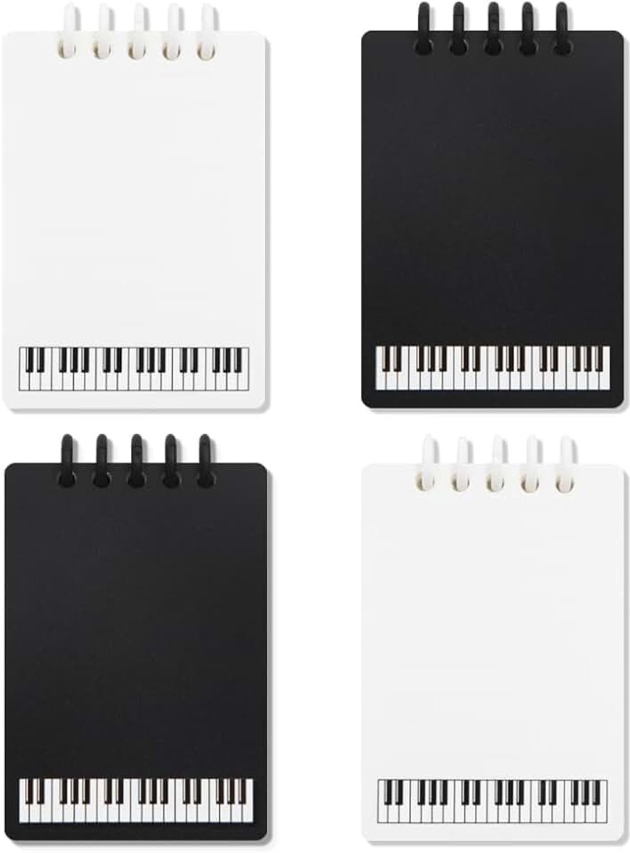 4 stuks A7 Muziek Piano Mini Spiraal Notebooks, Verwijderbare Losse Blad Binder Notebook Kleine Pocket Spiraal Memo Kladblok Journal Notebook Dagboek Party Gift voor Muziekliefhebbers