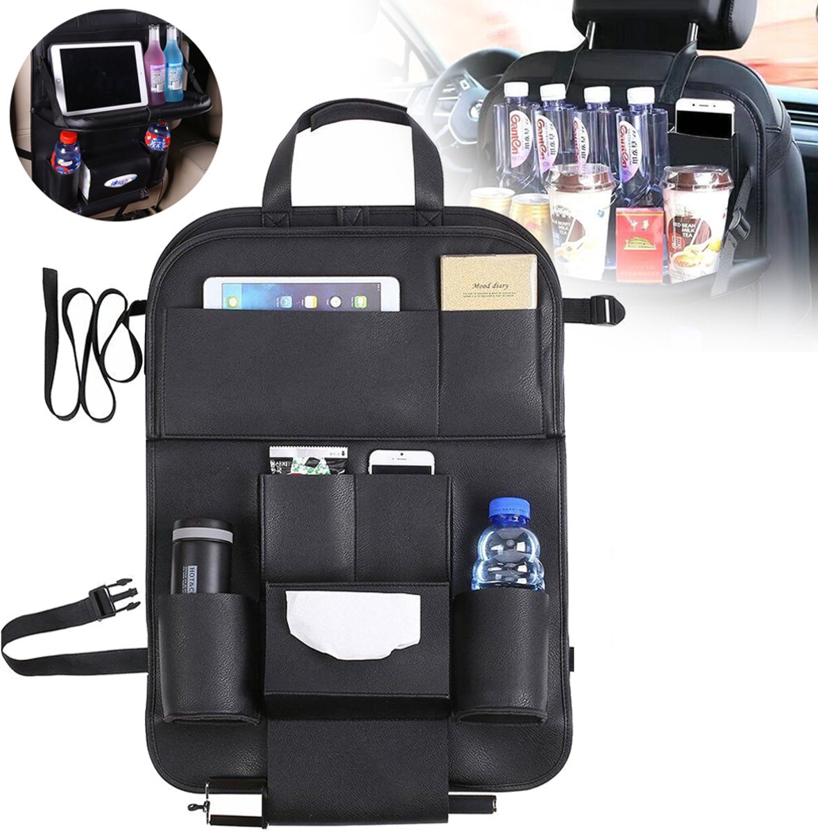 Auto-Organizer Met Opklapbaar Tafelblad - Rugleuningbeschermer Voor Kinderen - Autostalling - Autostoelorganizer