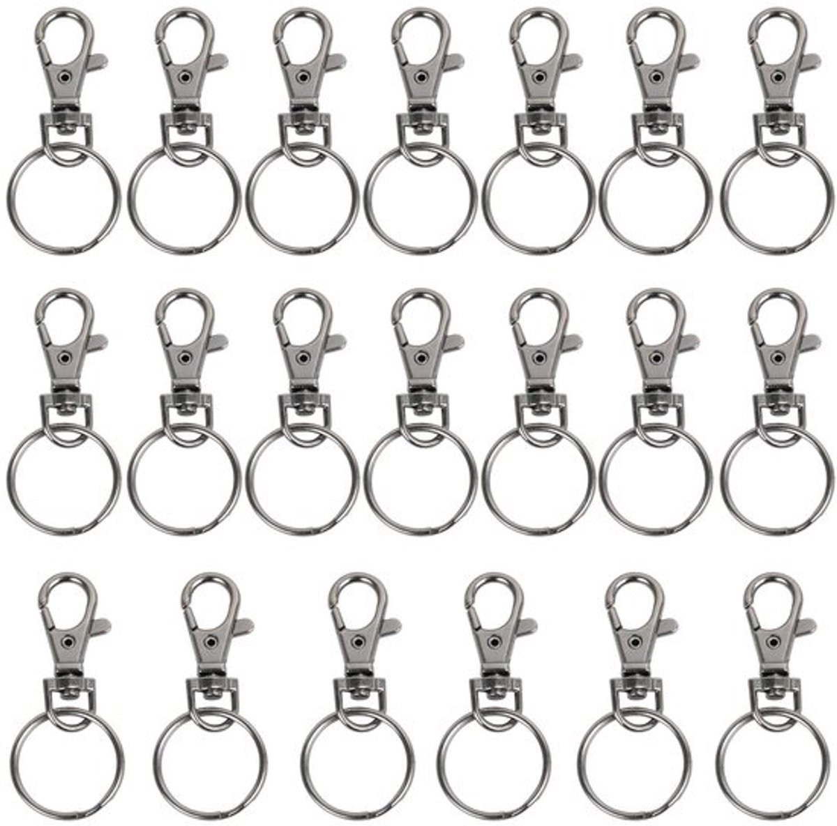 Musketonhaak Set van 20 - Sleutelhanger - Multifunctioneel - Bevestigen van Sleutels - Antislip Klikpoort - Ideaal voor Hobby's