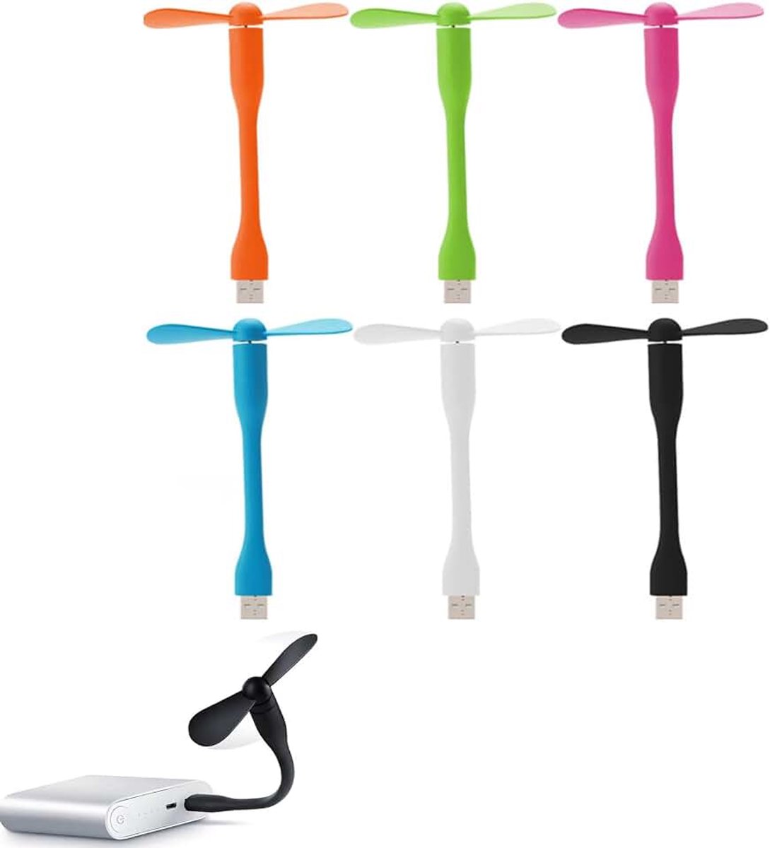 USB-Ventilator,6 Stuks Mini-Usb-Ventilator Met Flexibele Kabel,90 mm Flexibele Nek Ventilator,Afneembare Ventilator Voor Pc, Powerbank,Draagbare Persoonlijke Ventilatorvoor USB-C-Telefoons
