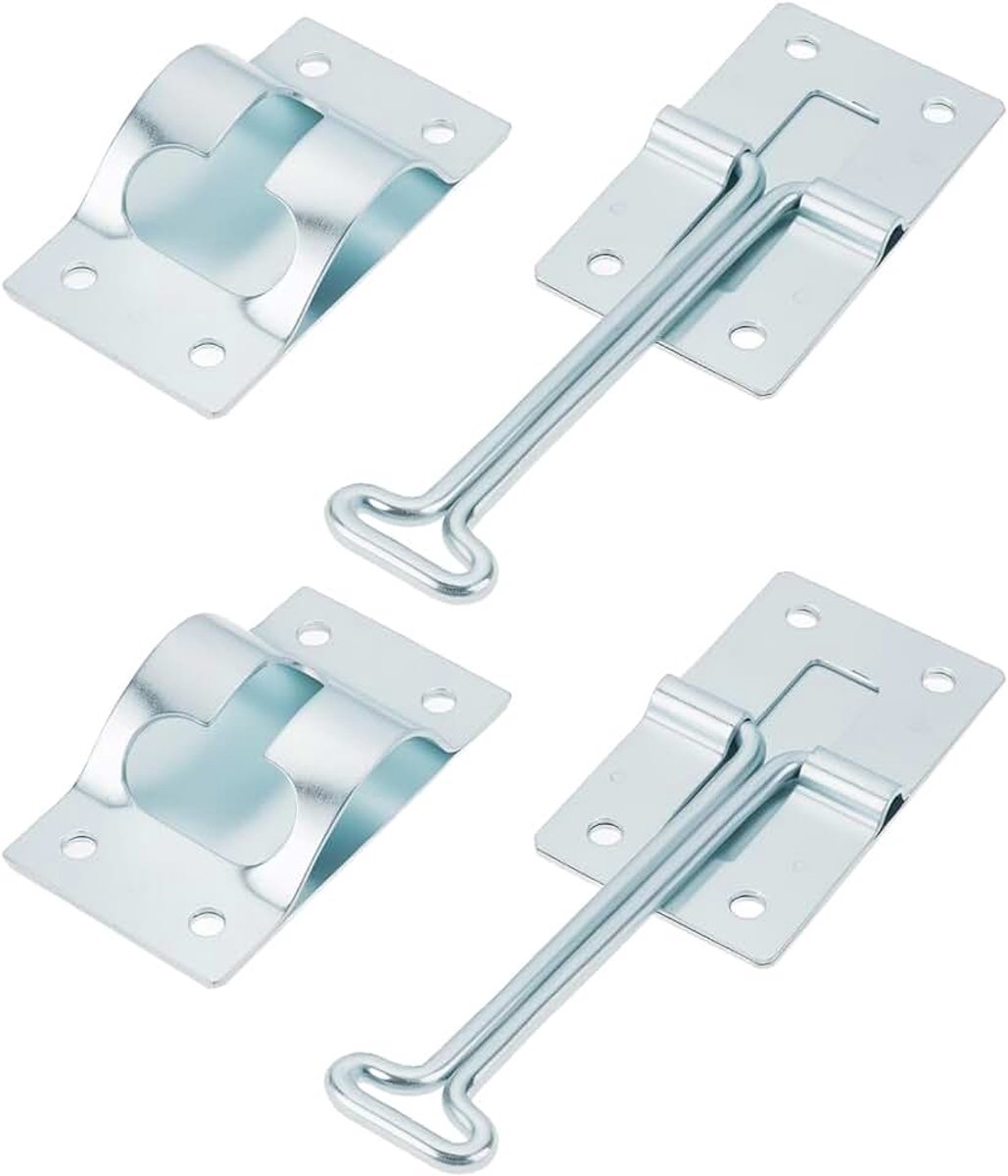 2 stks 4 Inch T-Stijl Deur Gate Klink Zink Gecoat Staal voor RV Camper Trailer Deur Houder, Zilver