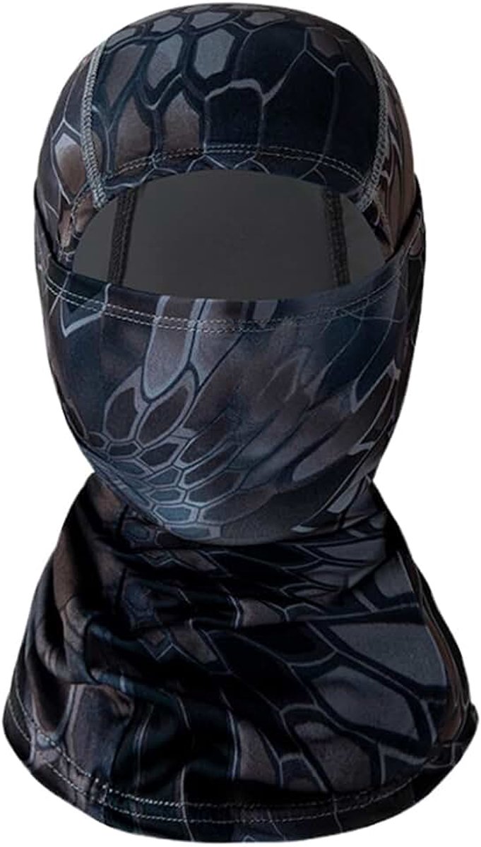 1 x motorbivakmuts voor dames en heren, wintermasker, ademend, voor skiën, fietsen, hardlopen, heren en dames (donkerblauw met patroon)
