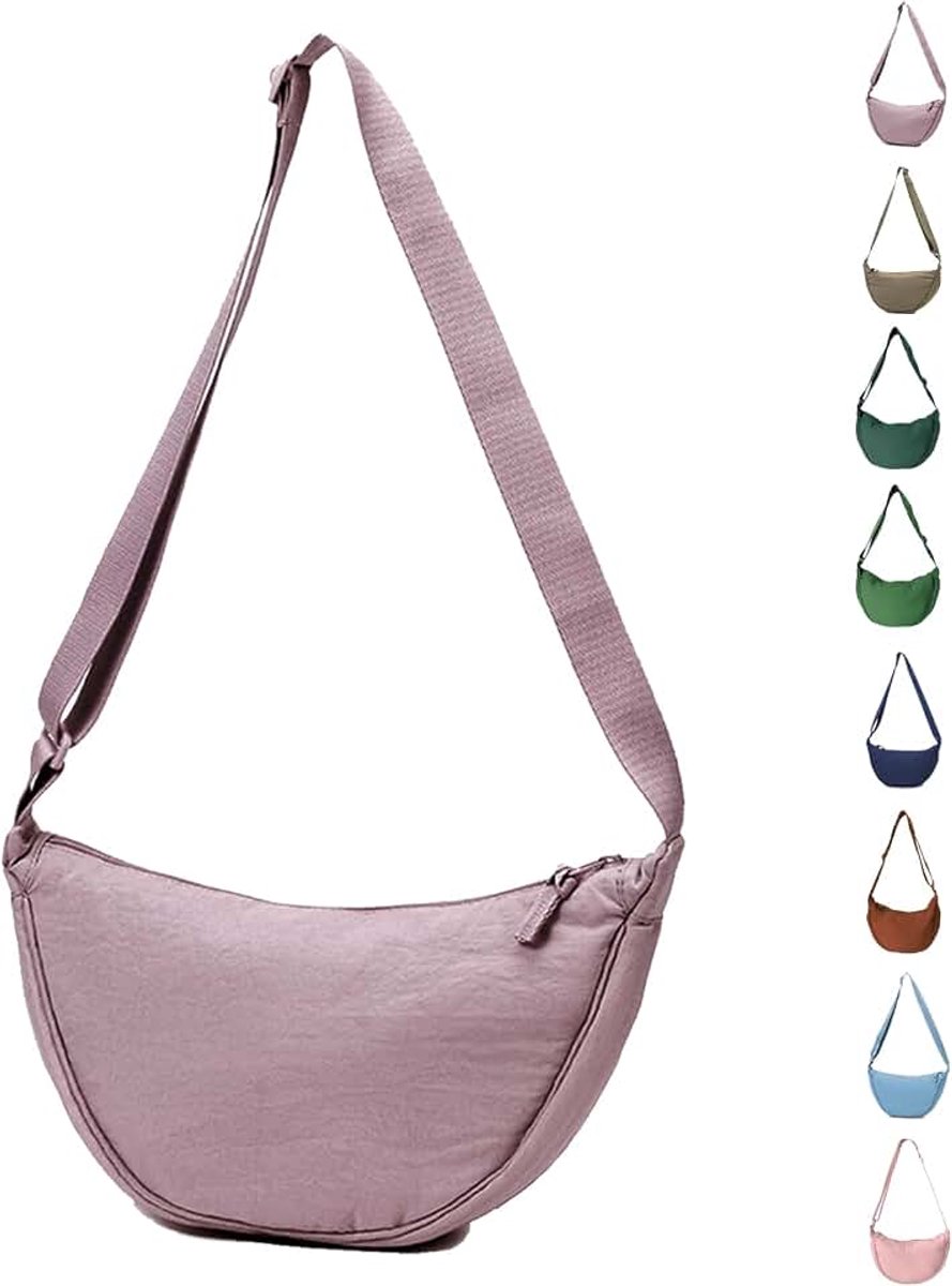 Maan tas voor dames, nylon, crossbody moontas, hobo halve maan, schoudertas, dumpling schoudertas met verstelbare riem, voor dames en meisjes