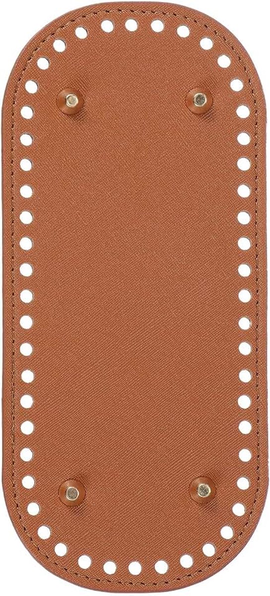 PU lederen tas bodem shaper 20,7 x 9,5 cm, ovale breien gehaakte zakken bodem pad basis met gaten en nagels voor doe-het-zelf handtas schoudertassen portemonnee maken benodigdheden, bruin