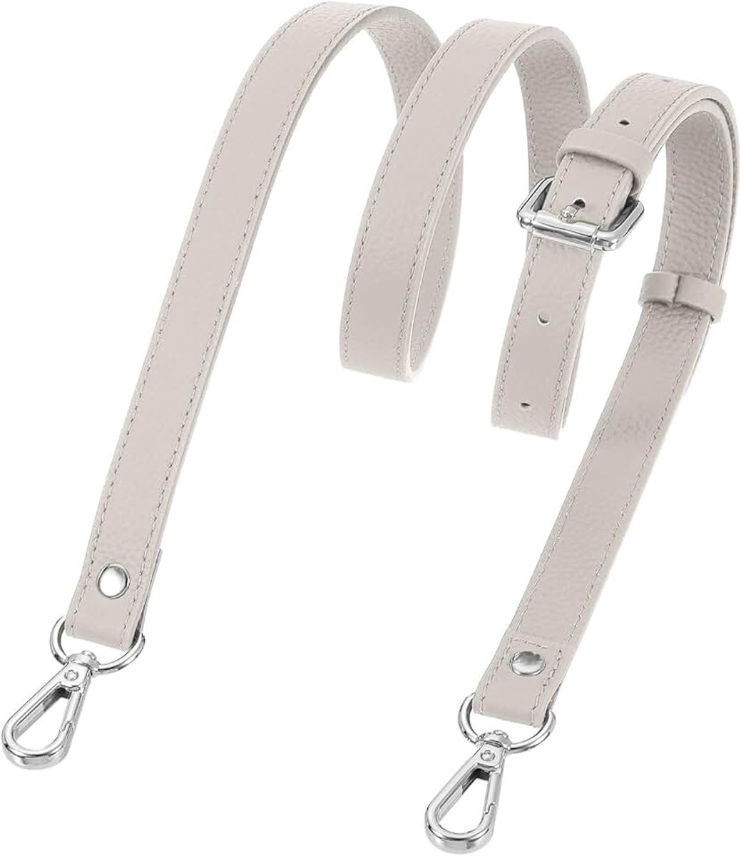 Echt lederen tasriem, schouderriem 106 - 130 cm, verstelbare crossbody handtasriem, 1,8 cm brede schouderriem voor tassen, schoudertas (crèmewit, zilveren gesp)