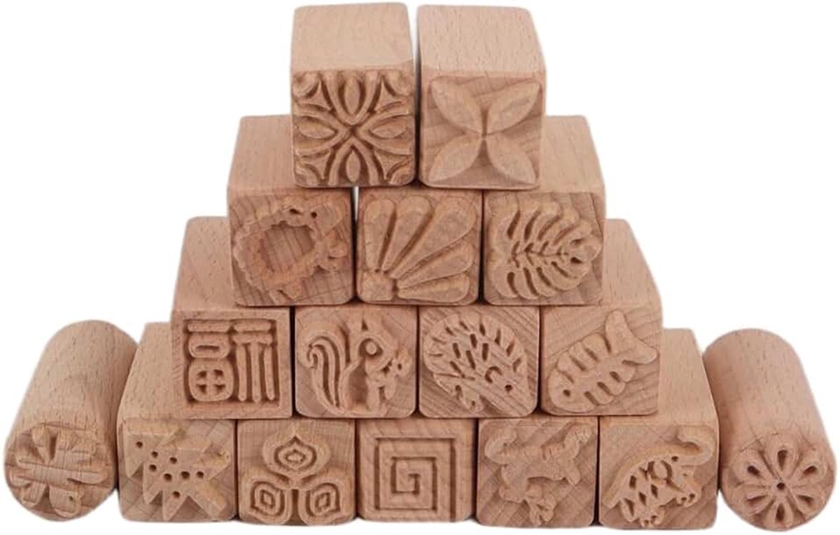 Houten stempels, keramische gereedschappen, voor klei en keramiek, vierkante aardewerkaccessoires, stempels met verschillende plantenpatronen