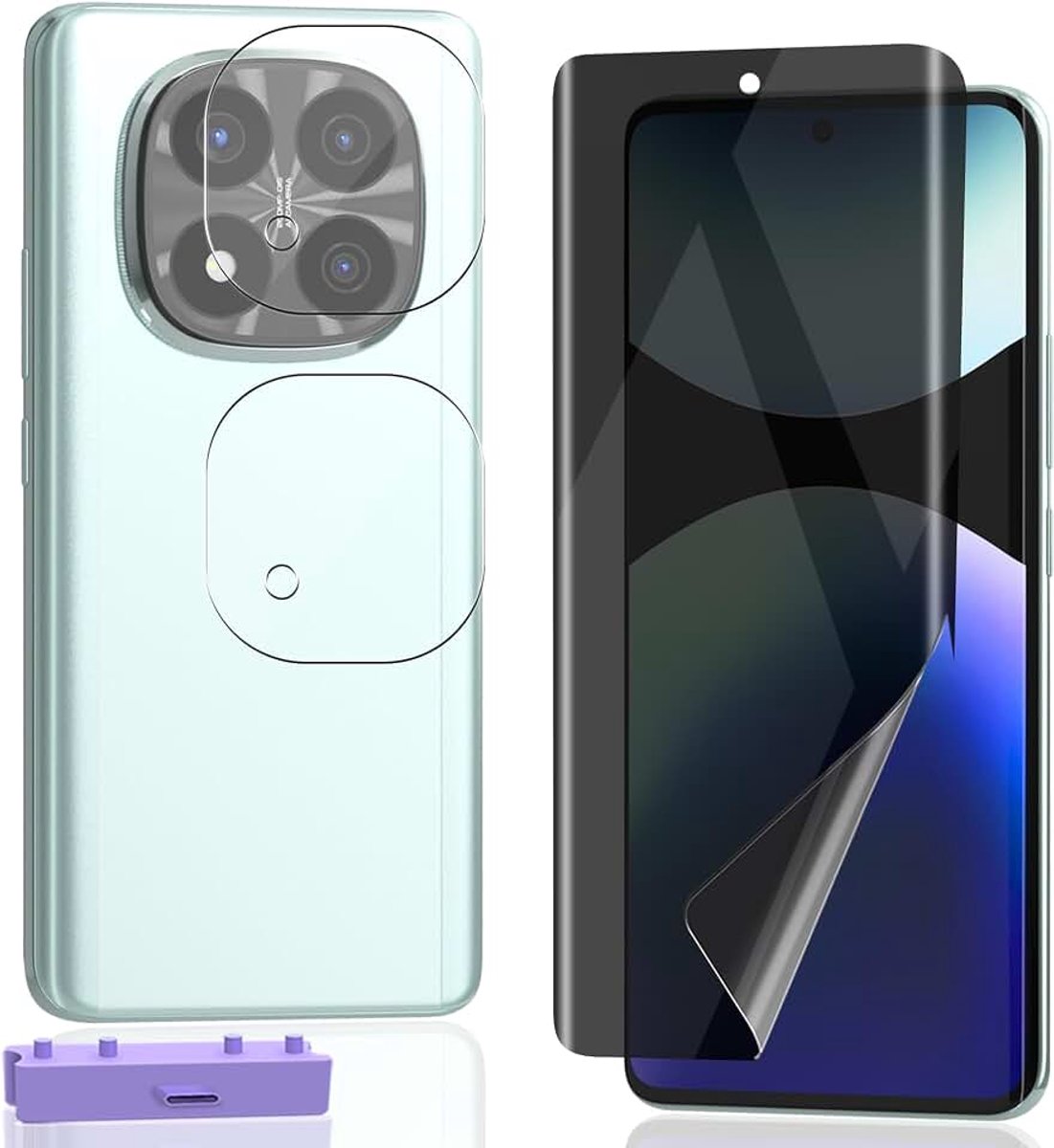 Screen Protector voor Xiaomi Redmi Note 14 Pro Plus 5G, 1 Stuks Privacy Displaybeschermfolie TPU met 2 Stuks Camerabescherming van Gehard Glas, Anti-spy Anti-kras Folie