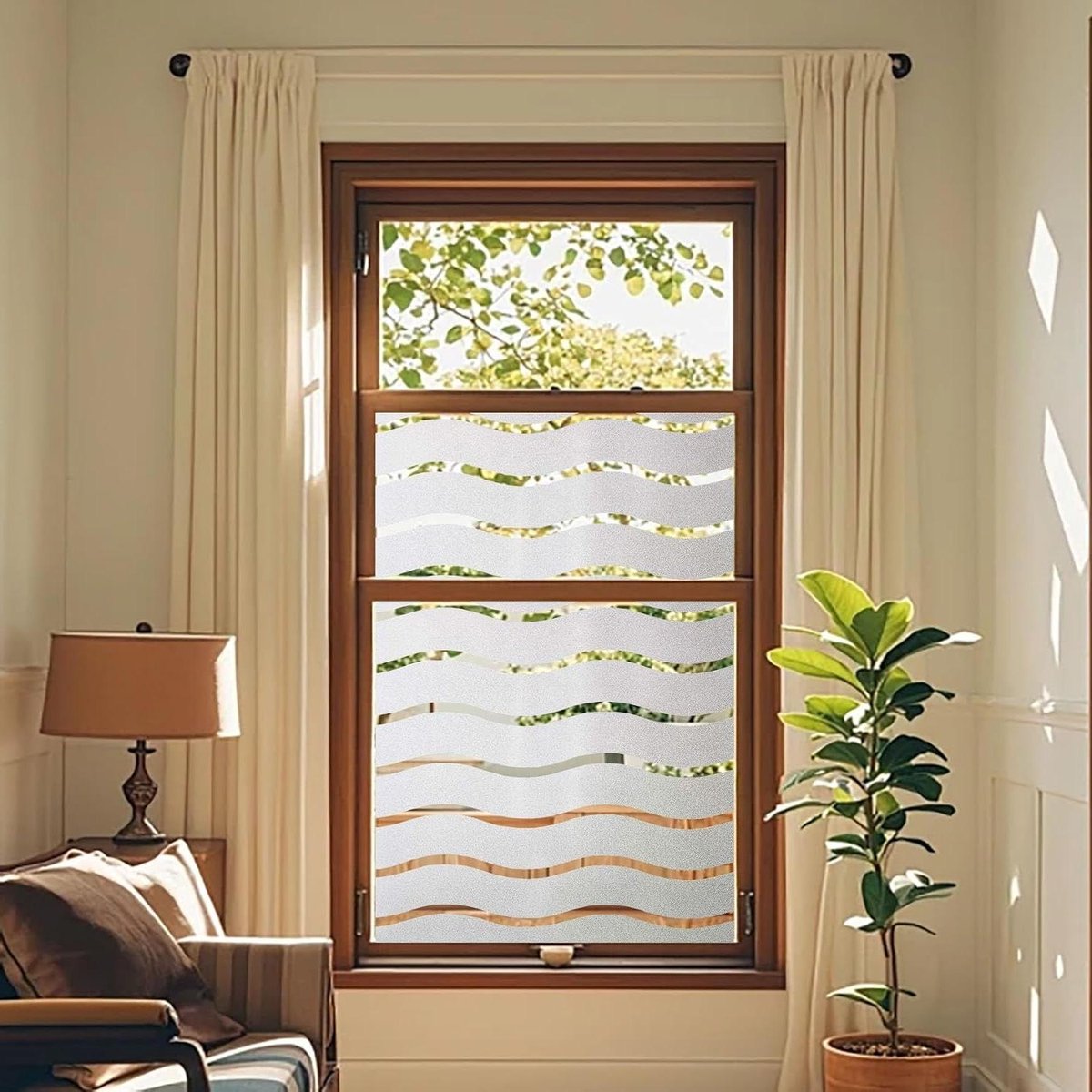 Raamfolie - Privacy folie - Inkijk weren - Zelfklevend - 55 x 250 cm - Golf patroon