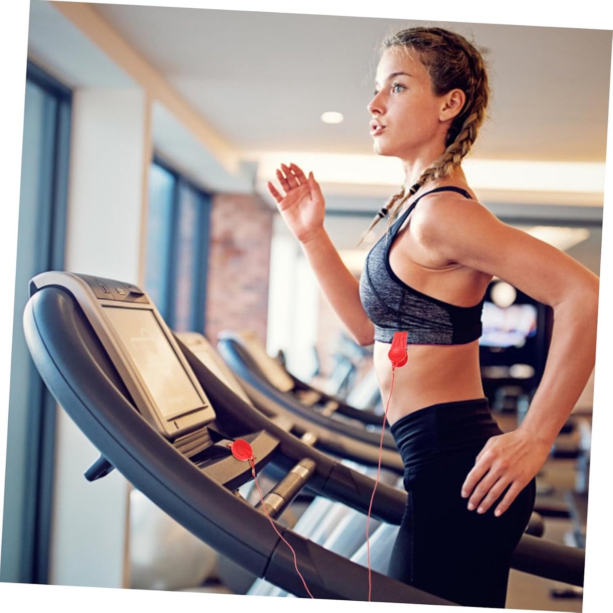 Loopband Veiligheidssleutel - Noodstop Clip - Veilig Trainen - Magnetische Bevestiging - 105 cm - Rood
