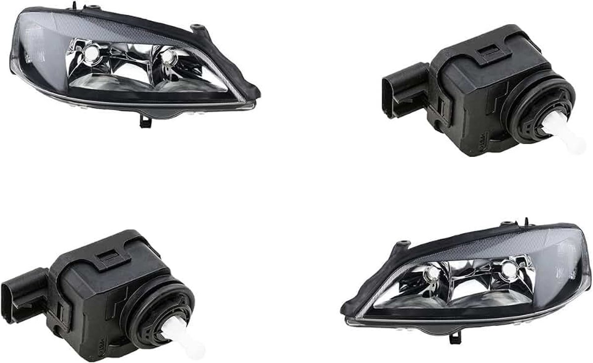 Koplampen zwart geschikt voor Opel Astra G Links & Rechts Set met Servomotor