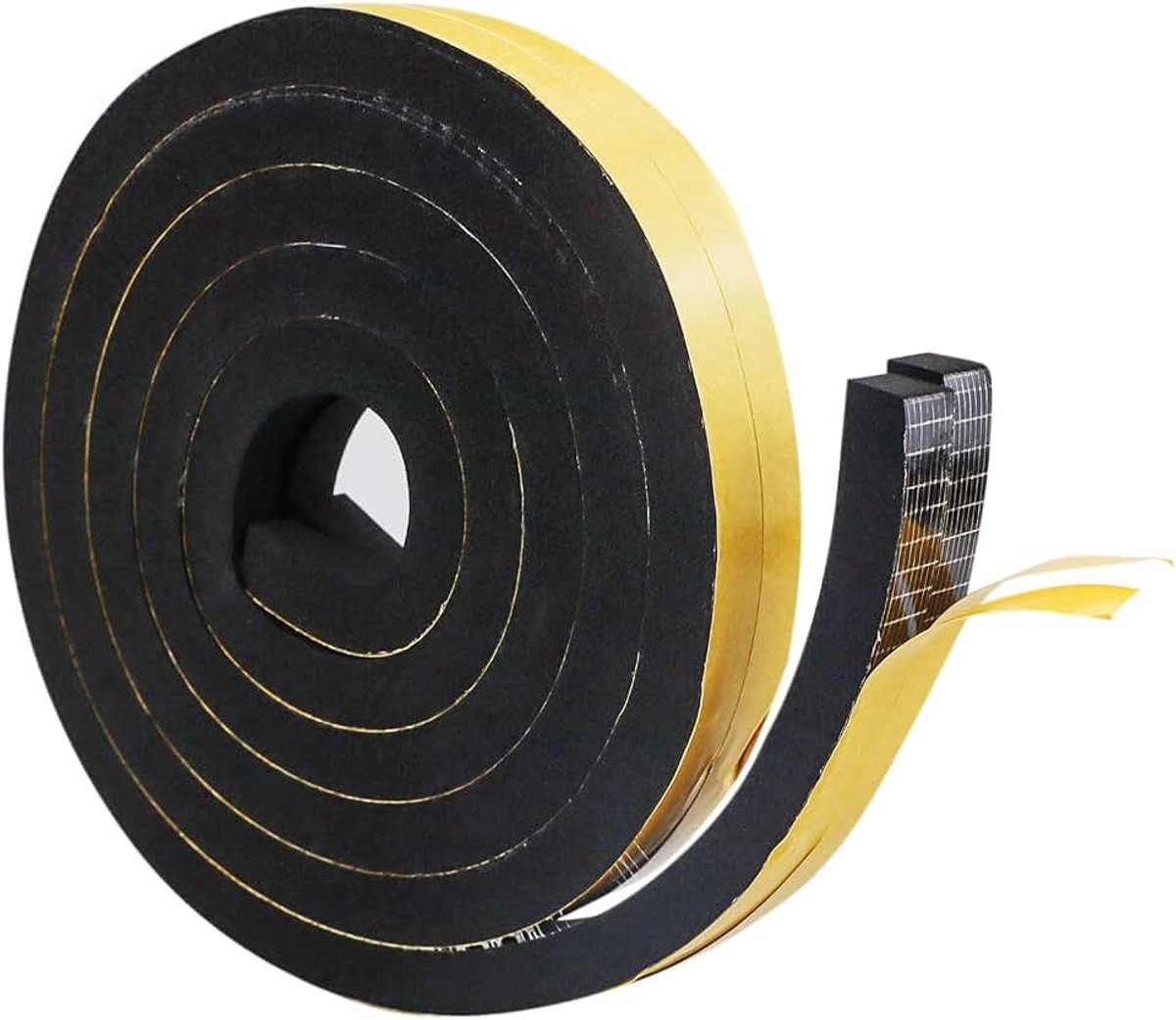 2 rollen afdichtingstape, zelfklevend, schuimrubber, 12 mm (b) x 12 mm (d), schuimrubber zelfklevend voor deur en ramen, deurafdichting, weerbestendig, anti-botsing, geluidsisolatie, totale lengte 4 m