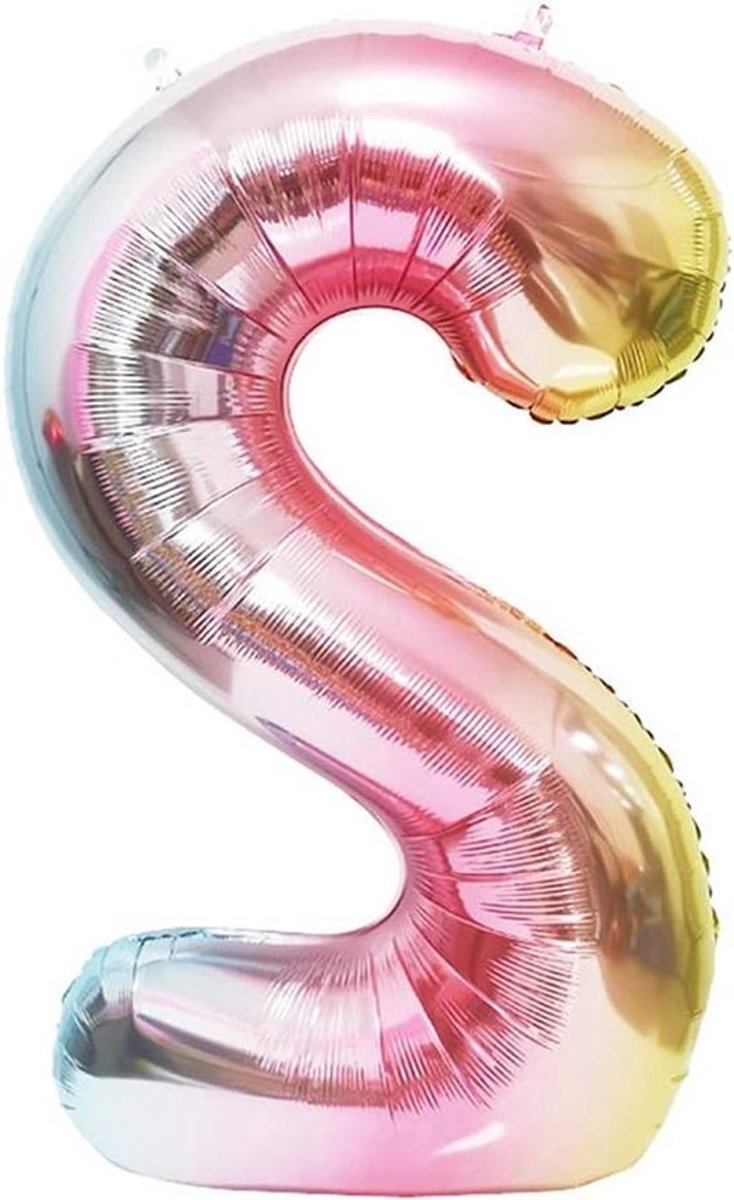 - Verjaardag Ballonnen - Decoratie - Regenboog Gradiënt - Feest - Kleurrijk - Groot - 40 inch - Gelukkig - Partij - Nummer 2 - Grote Aantal