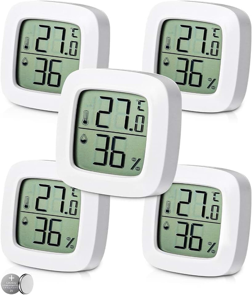 5 stuks hygrometer, digitale thermometer, voor thuis, op kantoor, in de babykamer, thermometer, binnenwand, voor eetkamer, woonkamer, 5 stuks