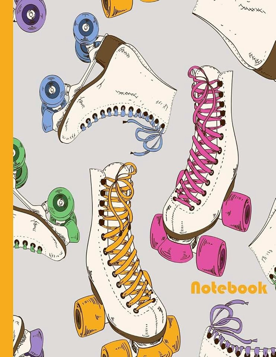 Vintage Roller Skate Notebook Journal|Perfect Roller Skater or Roller Derby Gift|8.5x11|110 College Ruled| Pages|Soft Matte Cover