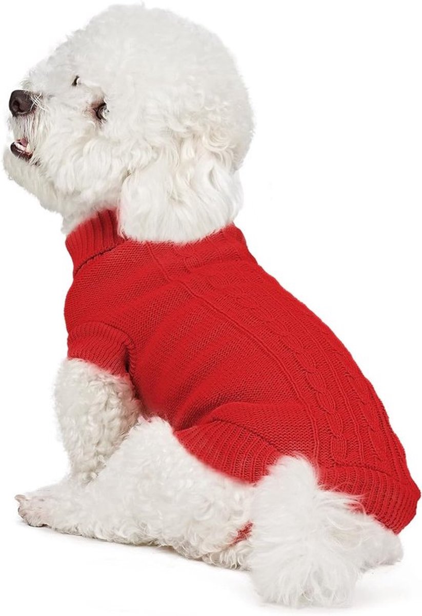 Hondentrui voor Kleine en Grote Honden, Zachte Gebreide Hondenpullover met Hoge Warmte en Elastische Pasvorm, Perfect voor Kerst en Dagelijks Gebruik, Maten XS-XXL (Rood, XS)