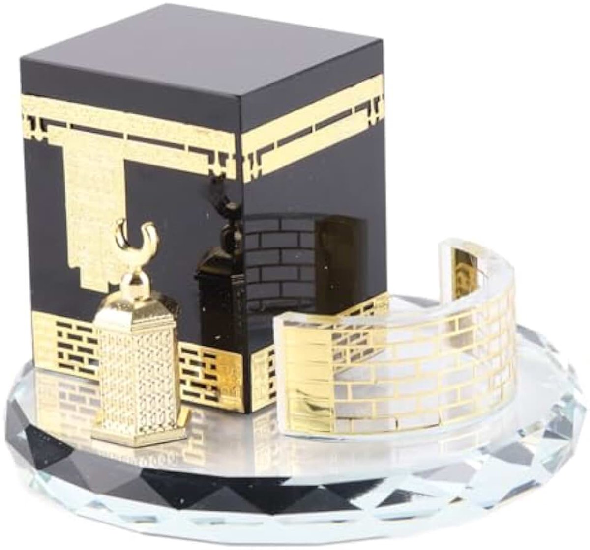 Kristal Vergulde Kaaba Islamitische Moslim Kristal Vergulde Caaba Klokkentoren Miniatuur Model Pronkstuk Islamitische Architectuur HandwerThuis Voertuig Decor Islamitisch Gebouw