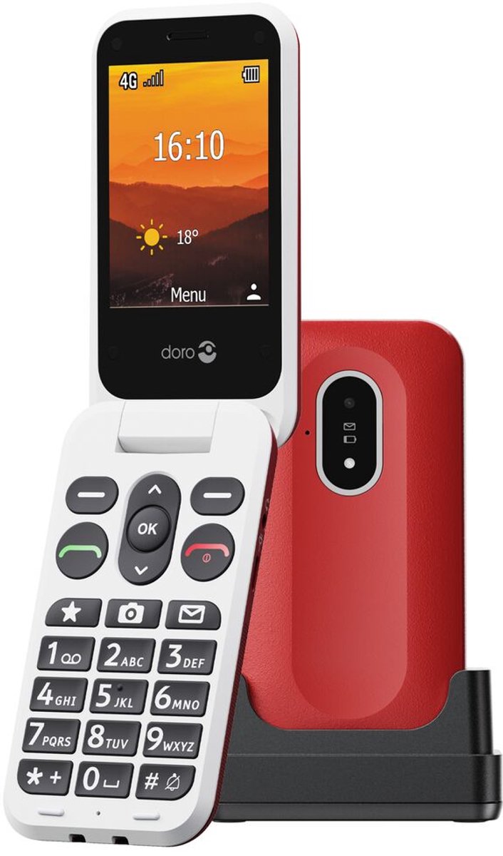 4G GSM mobiele telefoon - zeer geschikt voor SLECHTHORENDEN en SLECHTZIENDEN - 35 dB versterking - SOS met LOCATIE - L20 rood