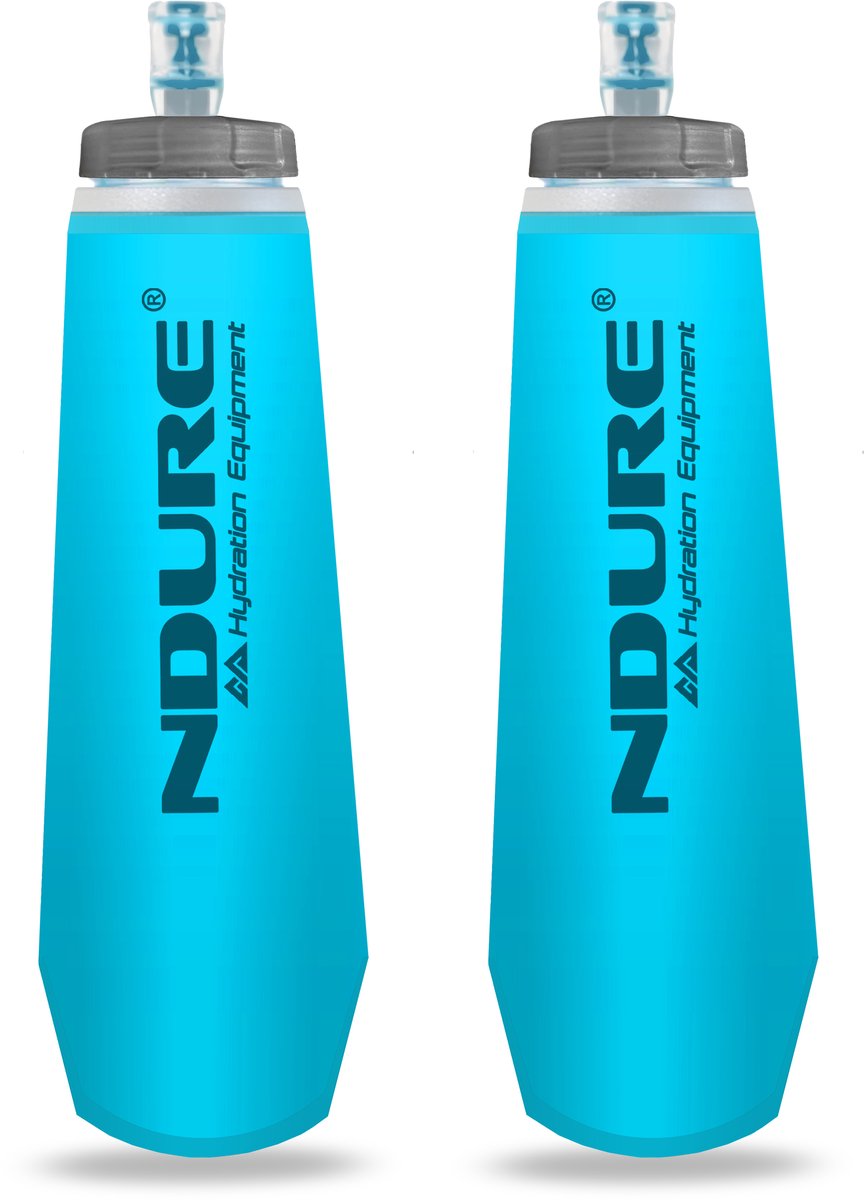 NDURE Soft Flask 500 PRO 2-Pack – Opvouwbare Hardloopfles 500 ml – Softflask voor Trailrunning, Hiking & Outdoor – BPA-vrij