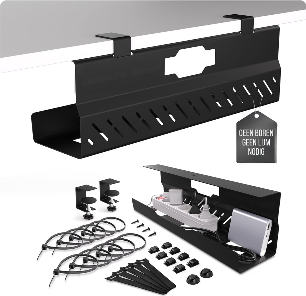 Florixa® Kabelgoot - Kabelgoot Bureau - Cable Management - Zwart - 43cm x 11cm x 1cm