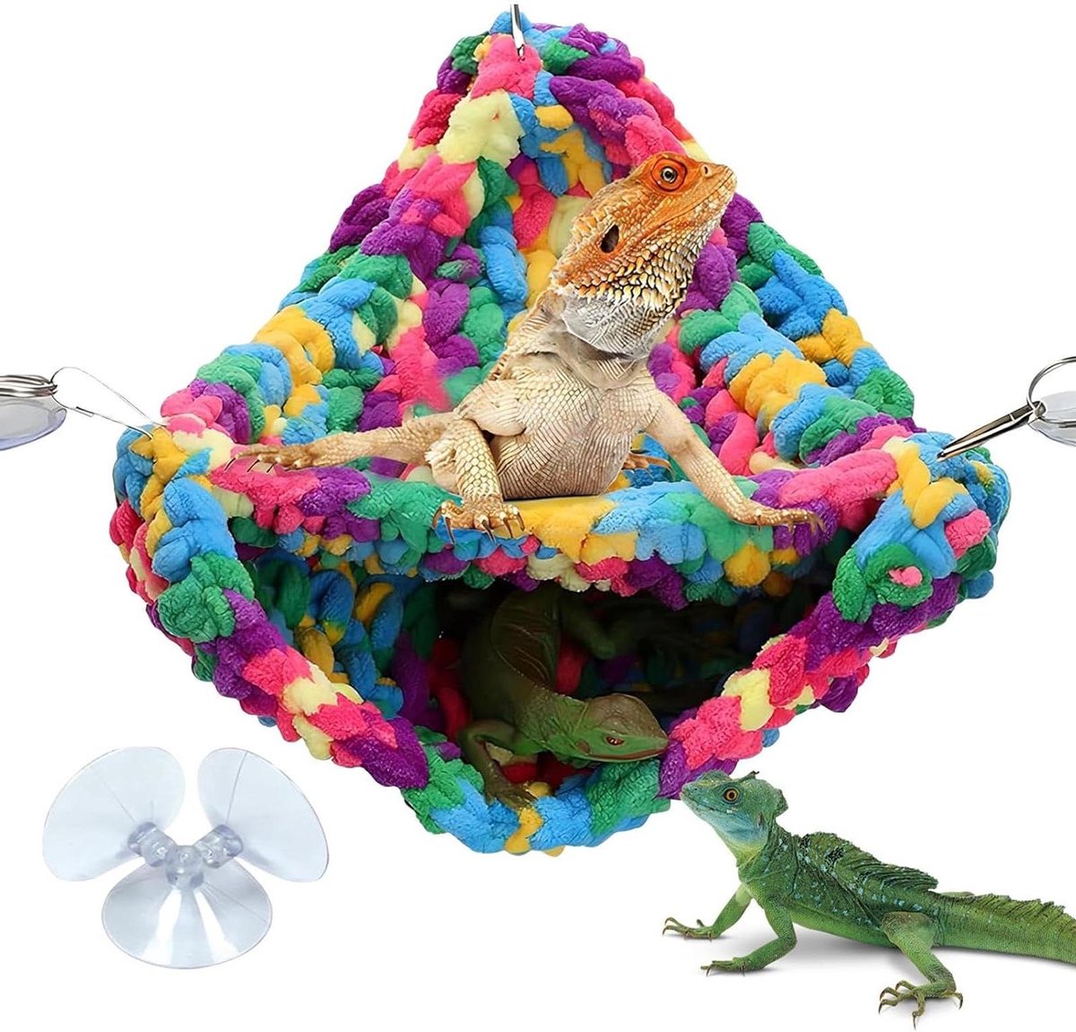 Reptielen Hangmat - Schommelbed Hagedis - Terrarium Inrichting - Dubbellaags Ontwerp - 30x32 cm - Multicolor