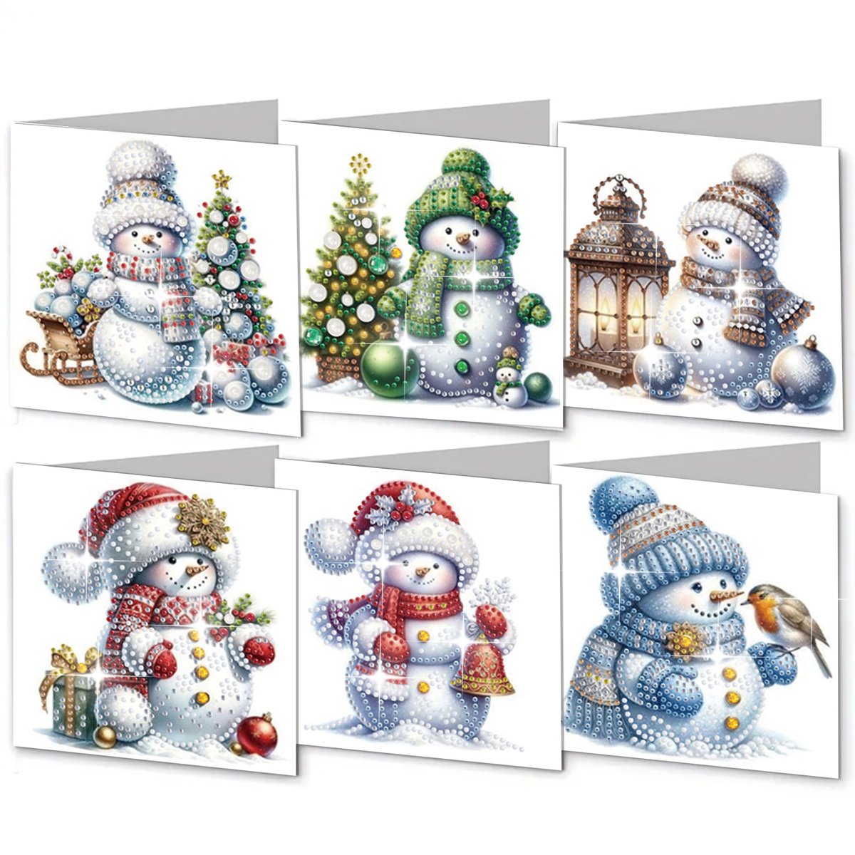 6 Stuks Diamond Painting Kerstkaarten - 15x15cm DIY Kerstkaarten Met Enveloppen - Kerstman Winter Thema Handgemaakte Wenskaarten - Complete Set Met Kleurrijke Diamanten Pen Wax En Bakje - Creatieve Hobby Voor Volwassenen Familie En Vrienden