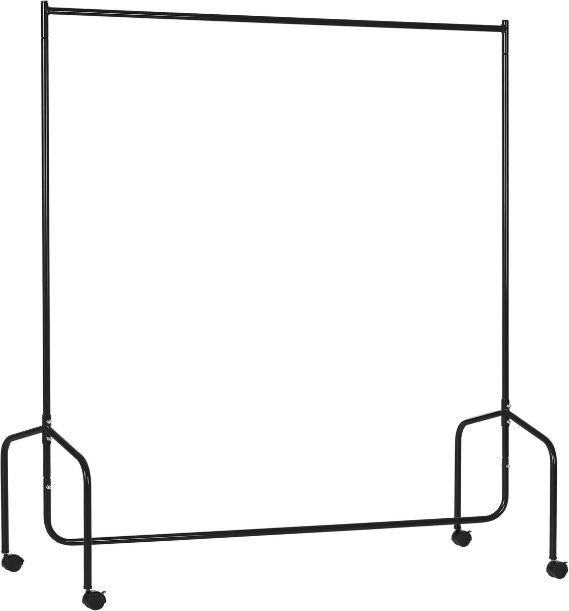 Kledingrek met wieltjes - kledingstang - robuust - belastbaar tot 140 kg - 180 x 60 x 170 cm - zwart staal