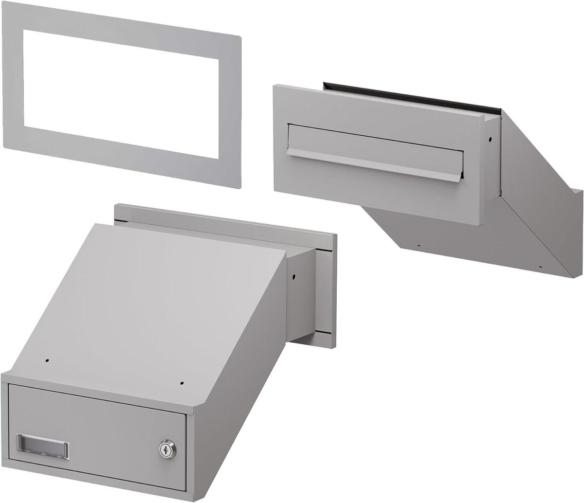 Brievenbus Inbouw - Wandmodel Postbus - Veilig Post Ontvangen - Verstelbare Diepte - 29D x 42W x 39H cm - Zilver