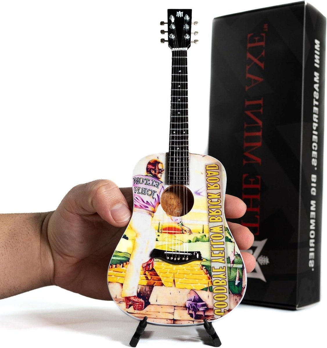 Miniatuur Gitaar - Verzamelobject Gitaar Display Gitaar - Muziek Memorabilia Tonen - Iconische Album Artwork - 25 cm - Geel Multicolor