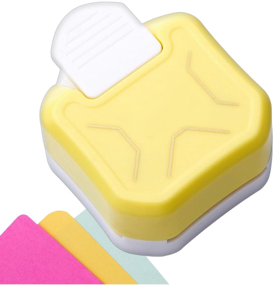 Ronde Hoek Ponstang - Hoekensnijder Papier - Kaarten Maken - Geoptimaliseerd Snijsysteem - 12x8x3 cm - Geel