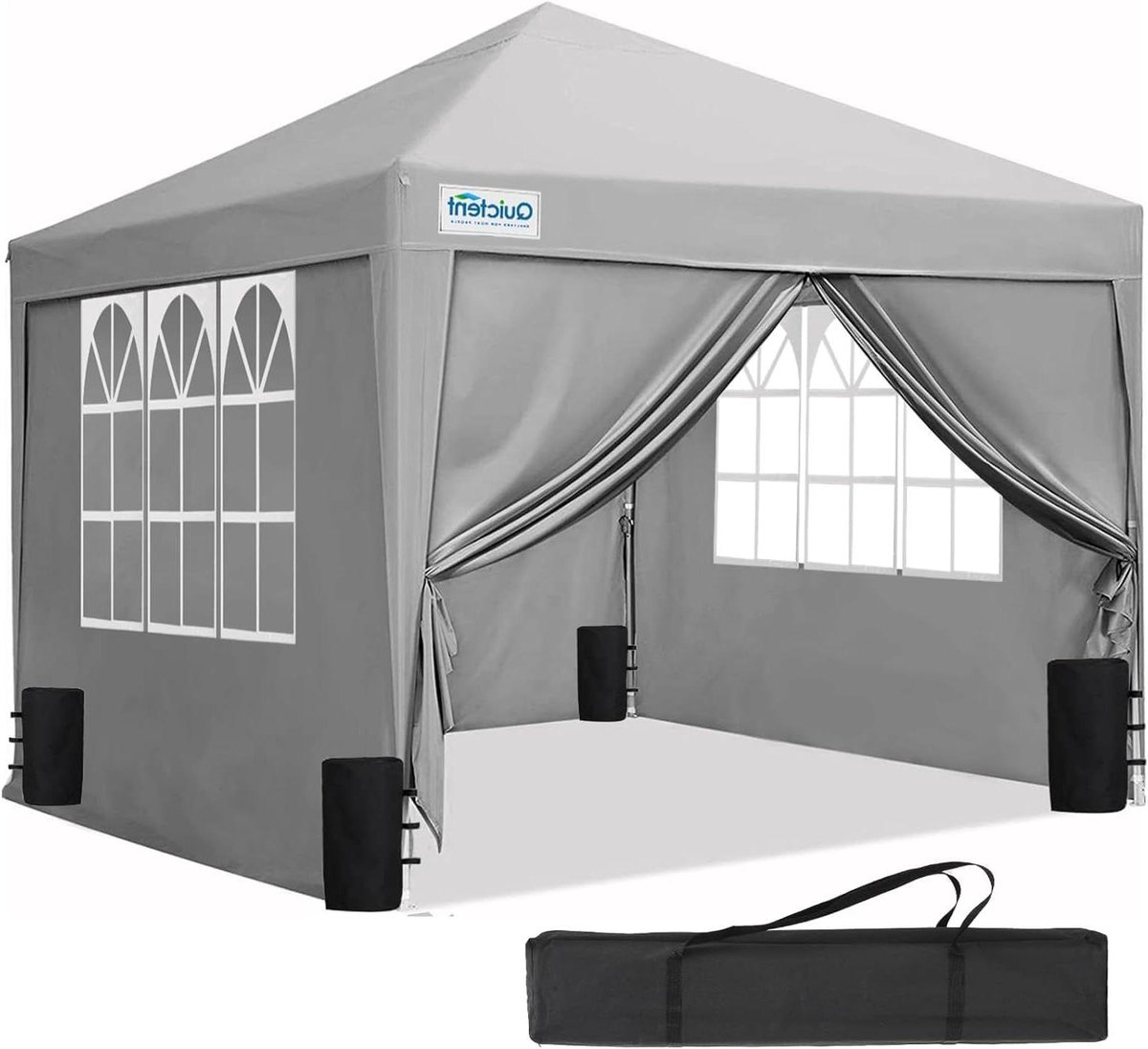 Vouwpaviljoen met Zijpanelen - Partytent Tuinpaviljoen - Feesten en Buitenactiviteiten - Waterdicht UV 50+ - 3 x 3 meter - Grijs