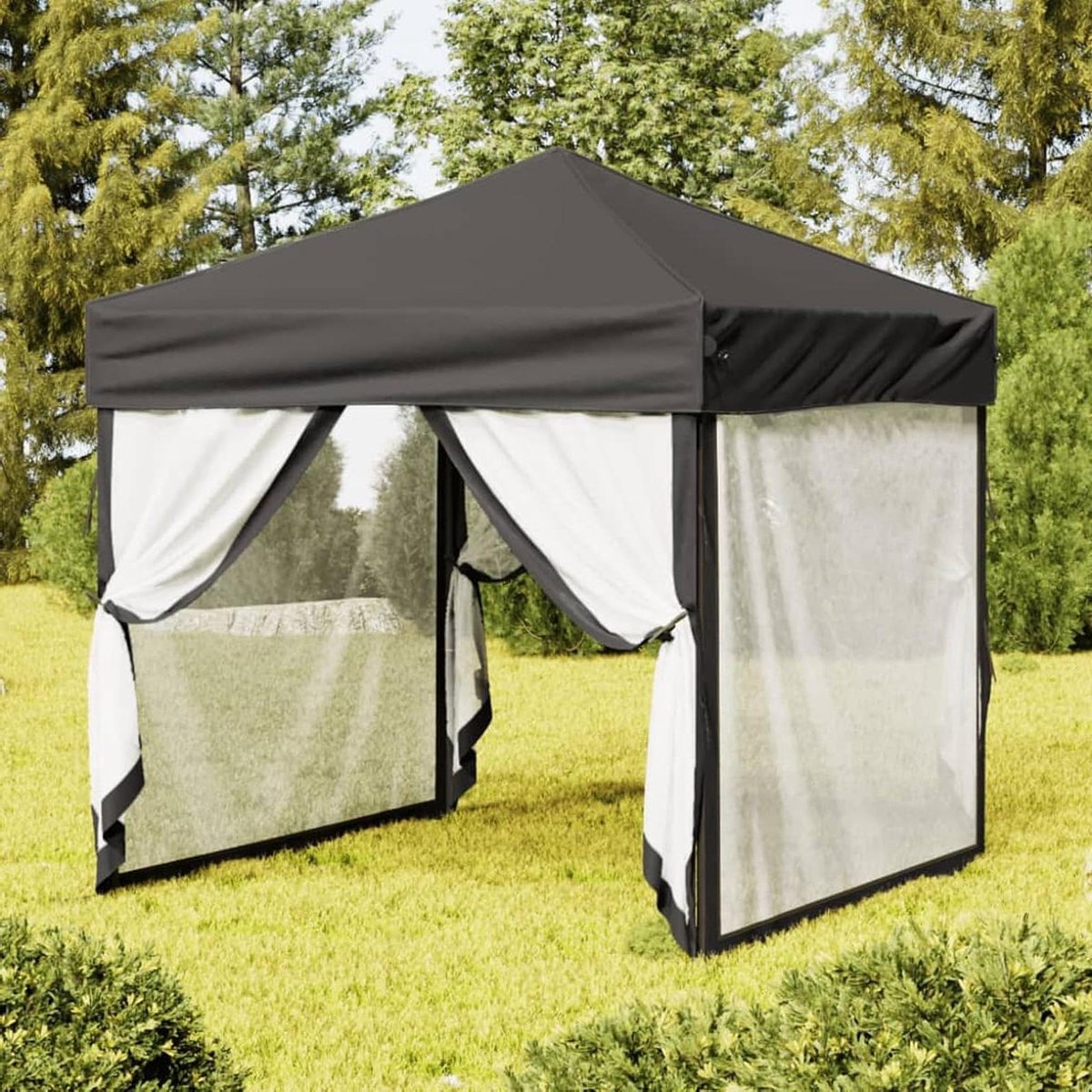 Vouwbare Partytent - Tuinpaviljoen Tent - Feestelijke Bijeenkomst - Snelle Opzet - 2 x 2 Meter - Antraciet