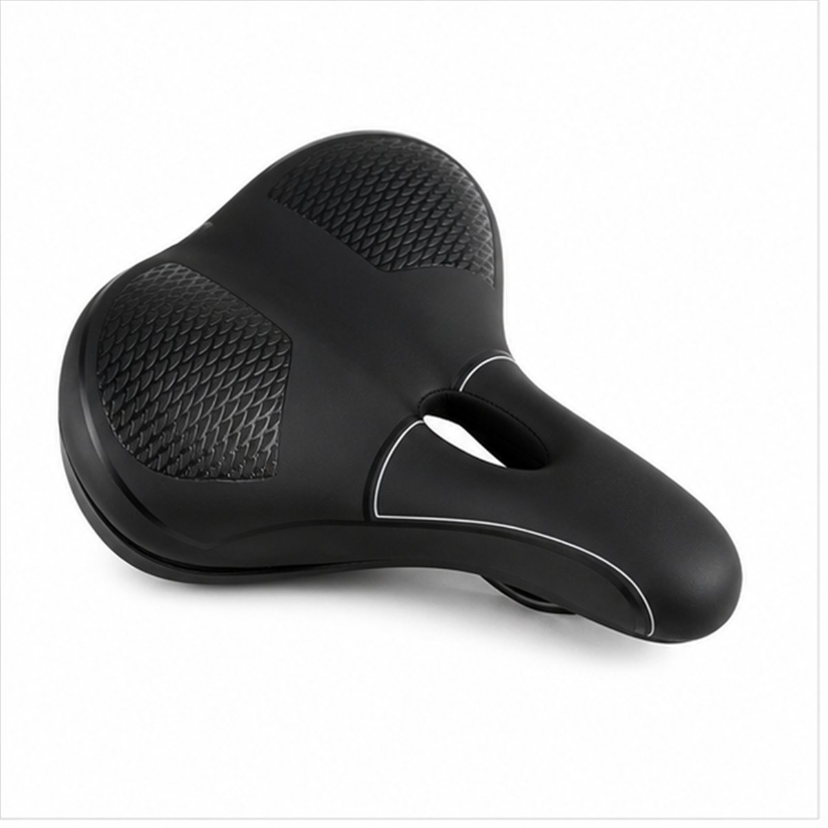 Comfort Fietszadel 25 x 20 cm - Ventilatieopening - Zacht Foam - Zwart